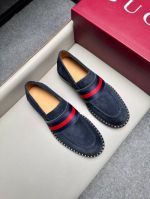 Gucci Blue calfskin Leather Shoes-Gucci Man Business Leather Shoes
